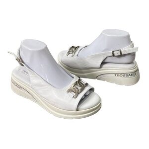 Phany White Adjustable Strap Platform Wedge Sandals Size 40 Women's